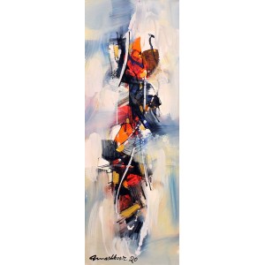 Mashkoor Raza, 36 x 12 Inch, Oil on Canvas, Abstract Painting, AC-MR-420